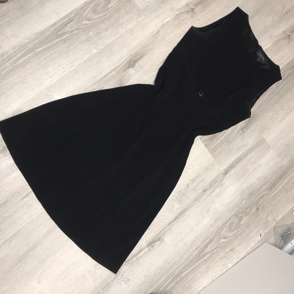 Belted Tahari Arthur S. Levine black sheath dress